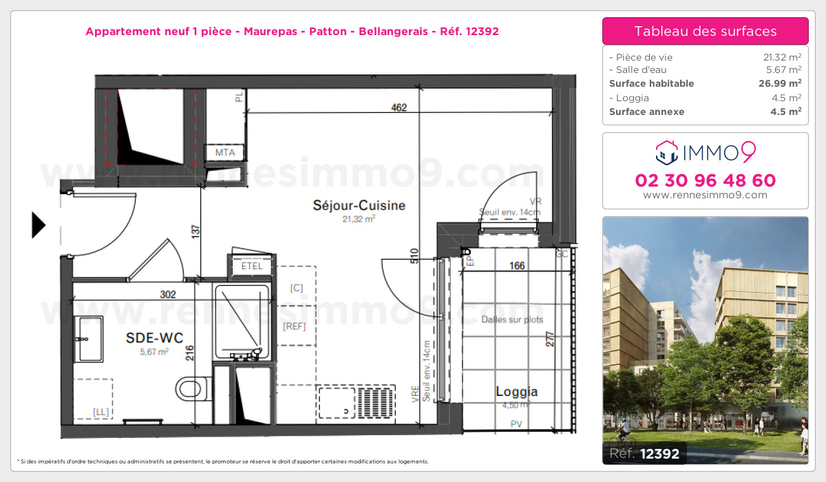 Plan et surfaces, Programme neuf Rennes : Maurepas - Patton - Bellangerais Référence n° 12392