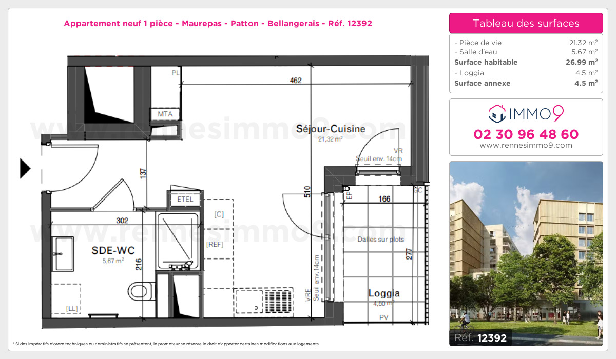 Plan et surfaces, Programme neuf Rennes : Maurepas - Patton - Bellangerais Référence n° 12392