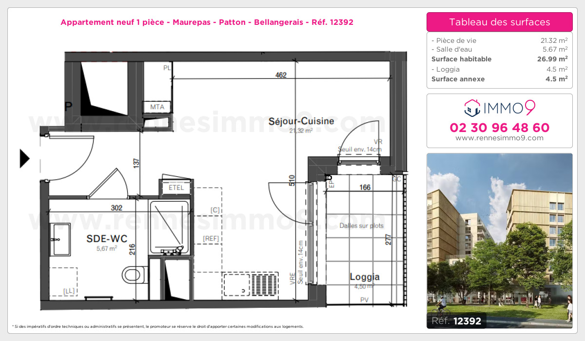 Plan et surfaces, Programme neuf Rennes : Maurepas - Patton - Bellangerais Référence n° 12392