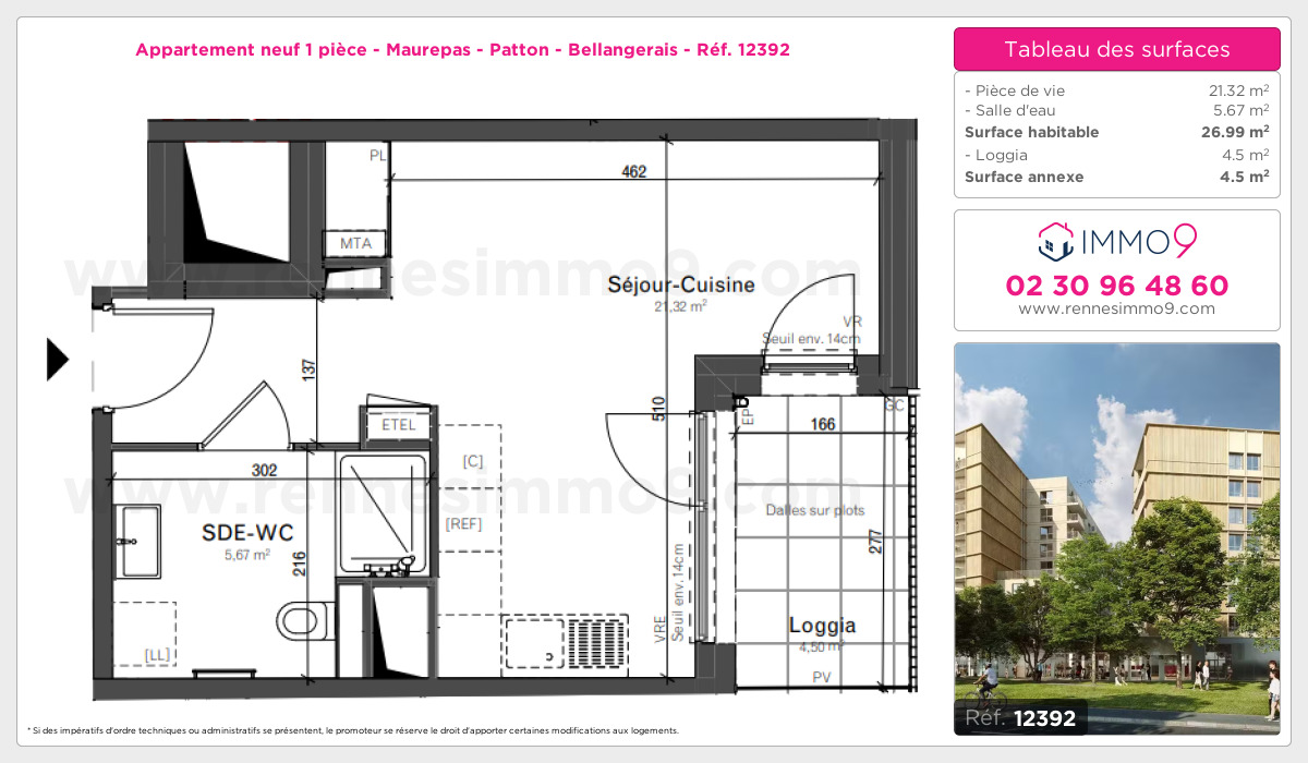 Plan et surfaces, Programme neuf Rennes : Maurepas - Patton - Bellangerais Référence n° 12392