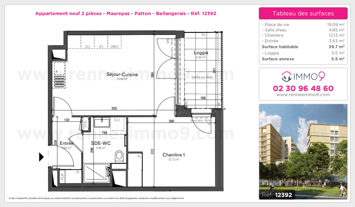 Plan et surfaces, Programme neuf Rennes : Maurepas - Patton - Bellangerais Référence n° 12392