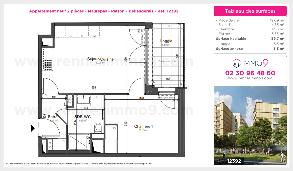 Plan et surfaces, Programme neuf Rennes : Maurepas - Patton - Bellangerais Référence n° 12392
