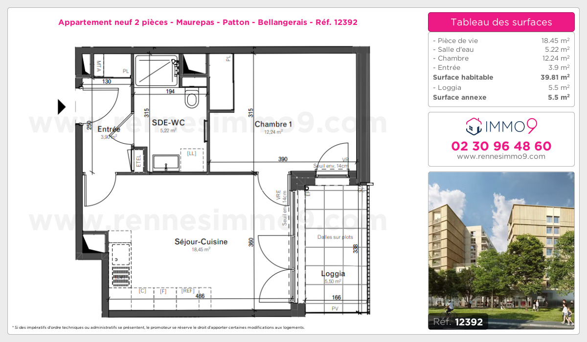 Plan et surfaces, Programme neuf Rennes : Maurepas - Patton - Bellangerais Référence n° 12392