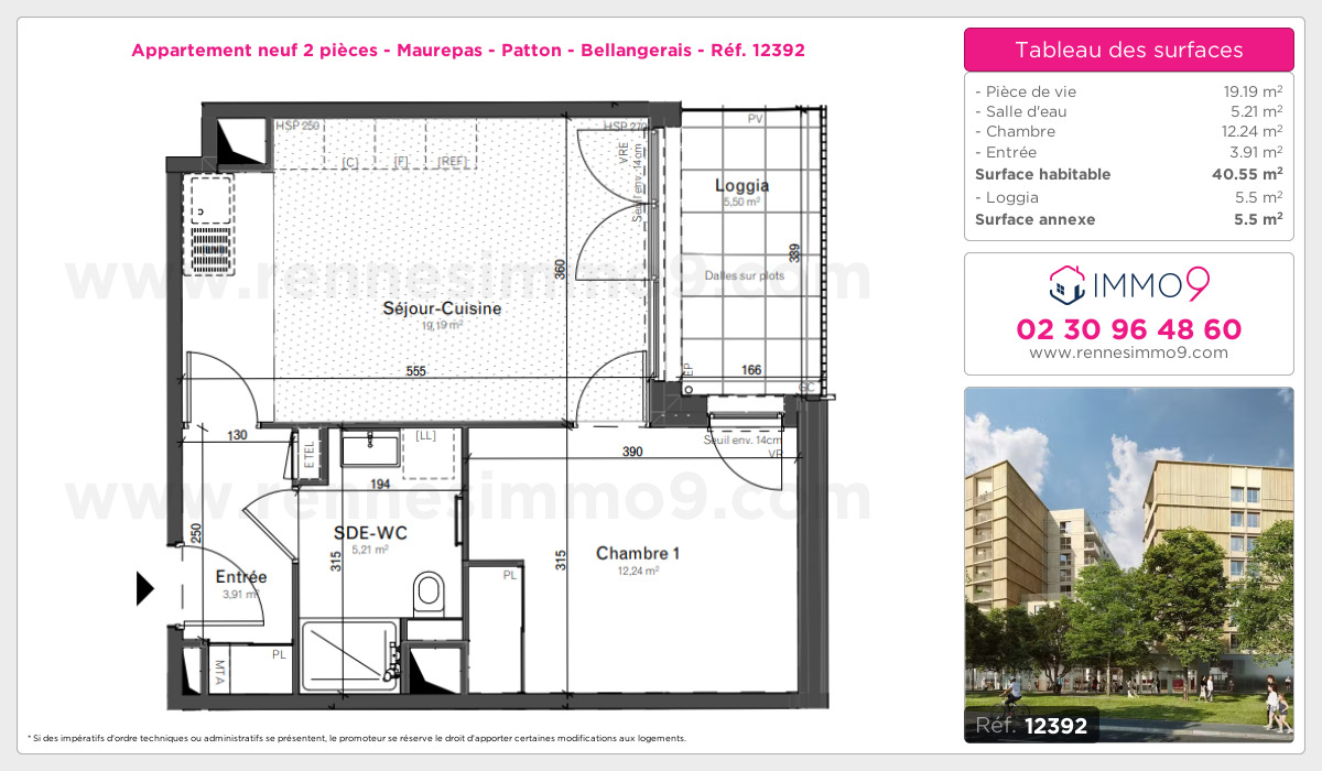 Plan et surfaces, Programme neuf Rennes : Maurepas - Patton - Bellangerais Référence n° 12392