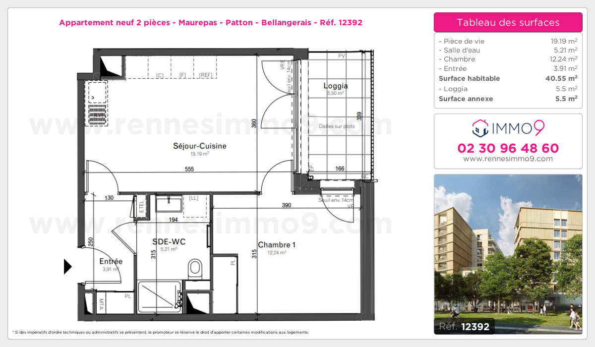 Plan et surfaces, Programme neuf Rennes : Maurepas - Patton - Bellangerais Référence n° 12392