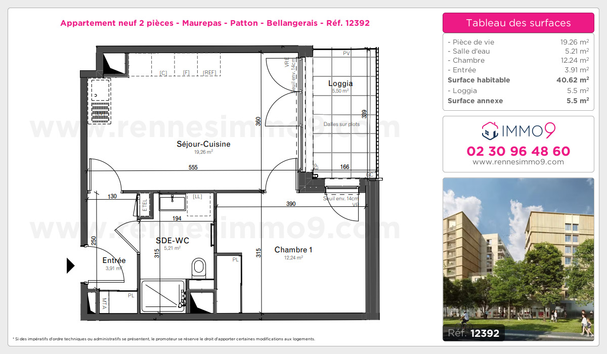 Plan et surfaces, Programme neuf Rennes : Maurepas - Patton - Bellangerais Référence n° 12392