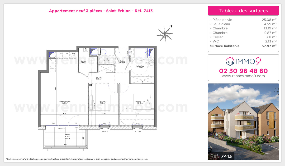 Plan et surfaces, Programme neuf Saint-Erblon Référence n° 7413
