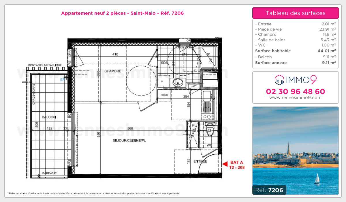 Plan et surfaces, Programme neuf Saint-Malo Référence n° 7206