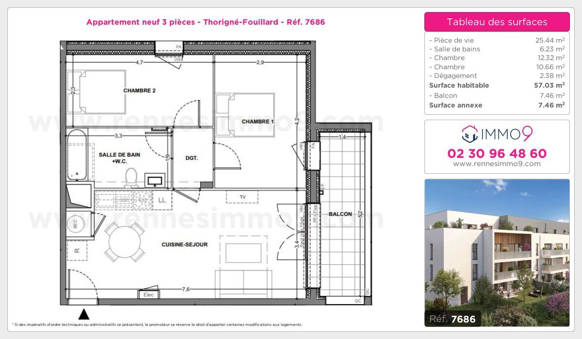 Plan et surfaces, Programme neuf Thorigné-Fouillard Référence n° 7686