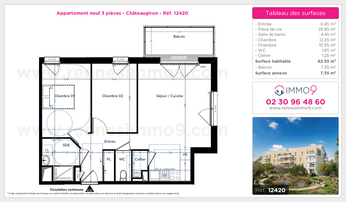 Plan et surfaces, Programme neuf Châteaugiron Référence n° 12420