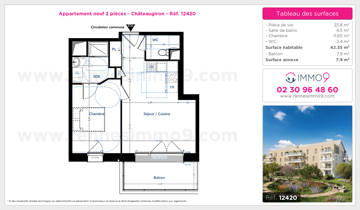 Plan et surfaces, Programme neuf Châteaugiron Référence n° 12420