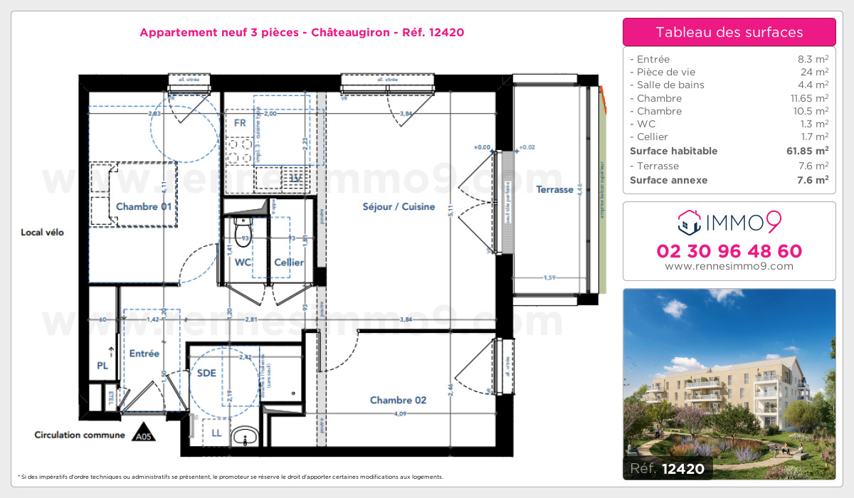 Plan et surfaces, Programme neuf Châteaugiron Référence n° 12420