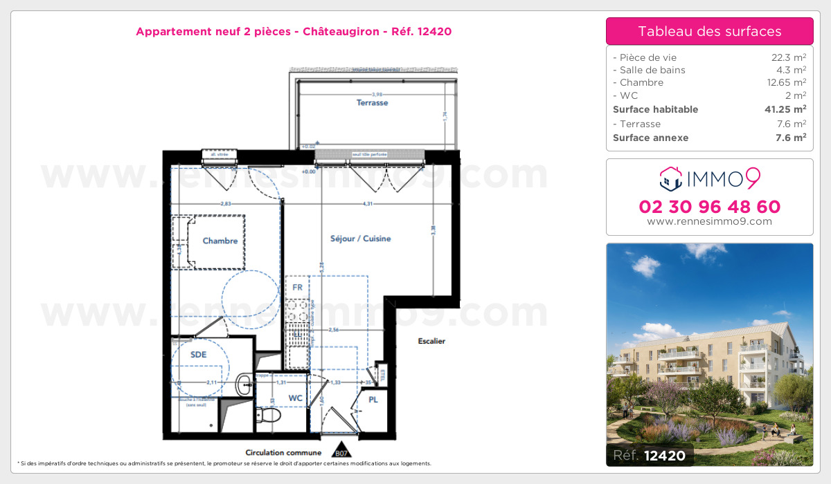 Plan et surfaces, Programme neuf Châteaugiron Référence n° 12420