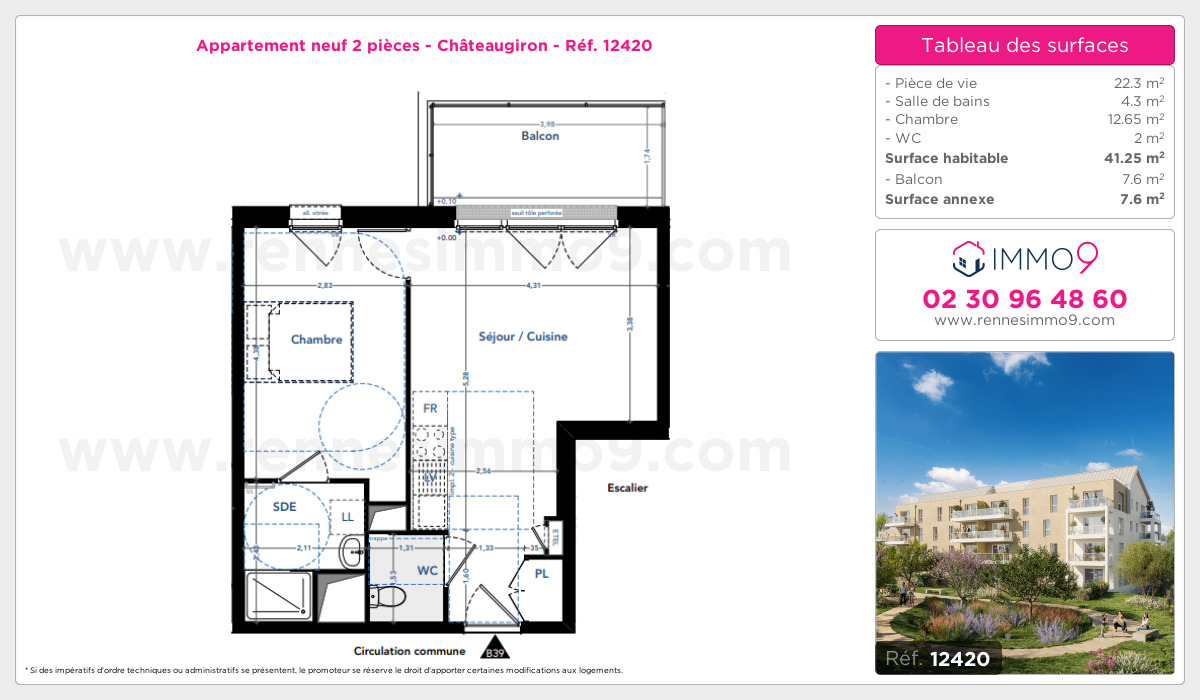 Plan et surfaces, Programme neuf Châteaugiron Référence n° 12420