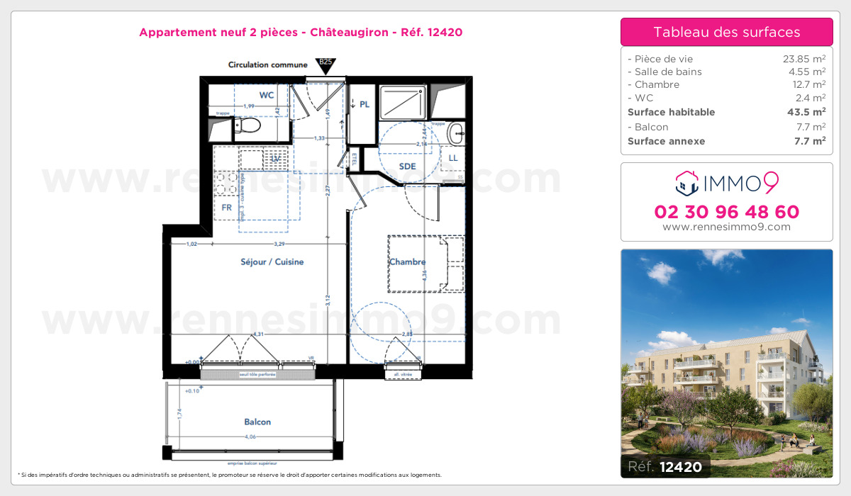Plan et surfaces, Programme neuf Châteaugiron Référence n° 12420