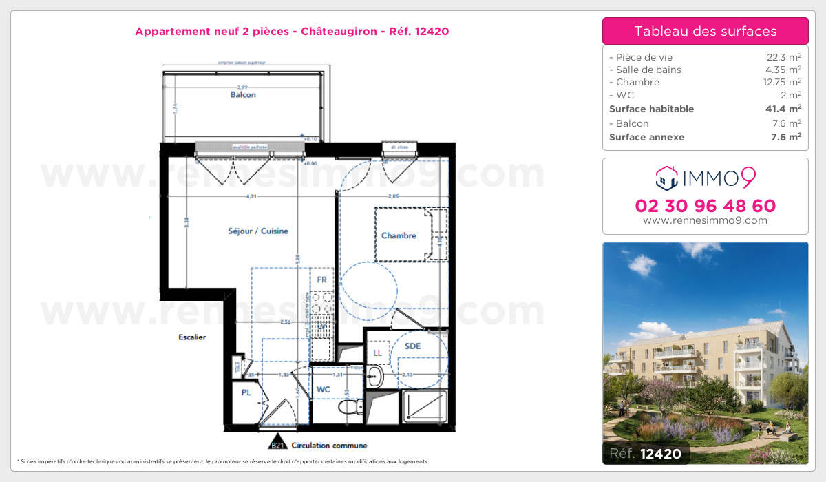 Plan et surfaces, Programme neuf Châteaugiron Référence n° 12420