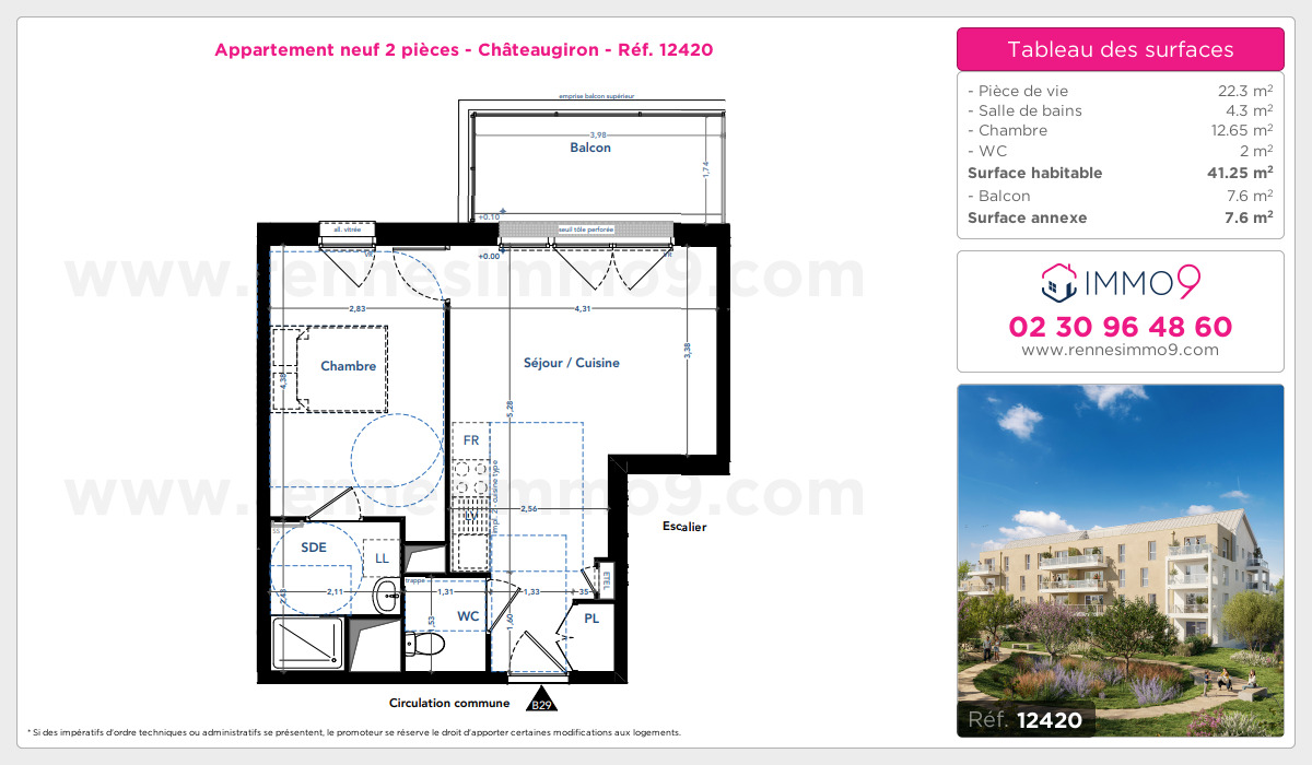 Plan et surfaces, Programme neuf Châteaugiron Référence n° 12420