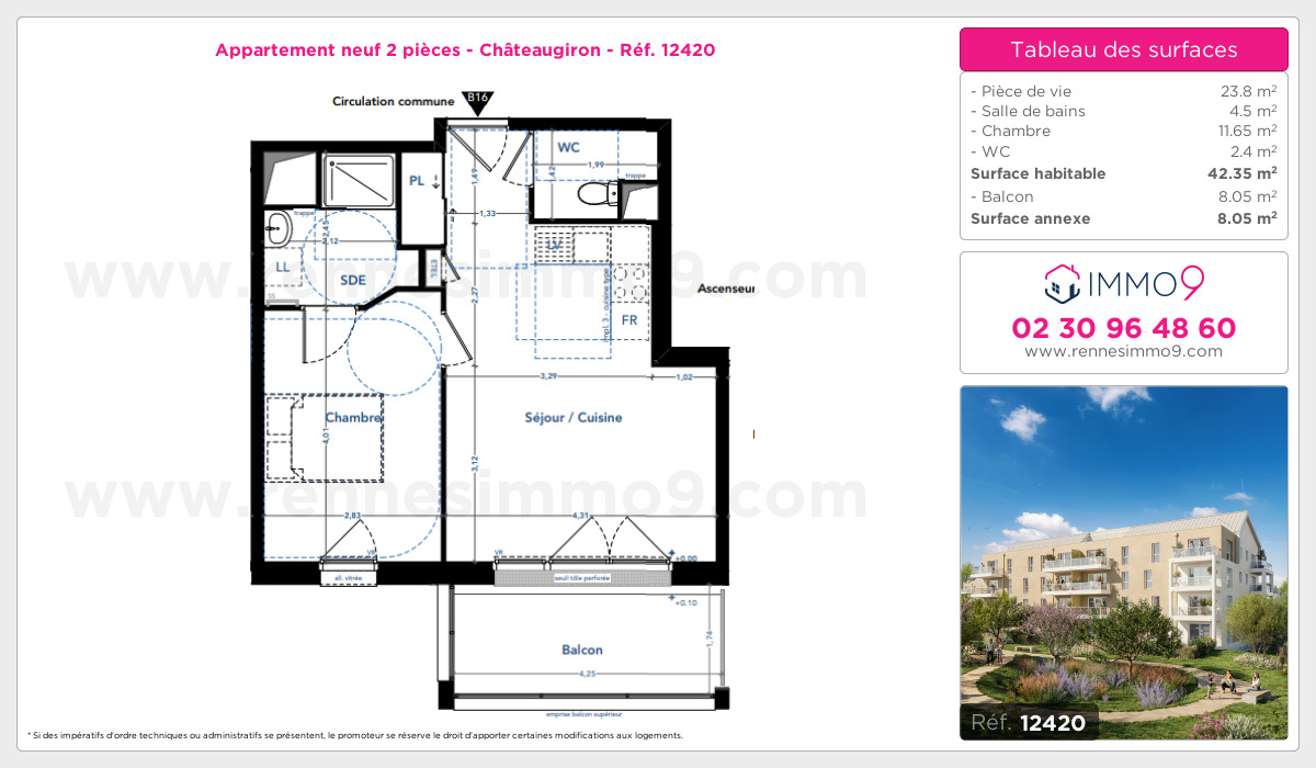 Plan et surfaces, Programme neuf Châteaugiron Référence n° 12420