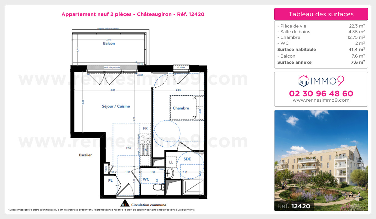 Plan et surfaces, Programme neuf Châteaugiron Référence n° 12420