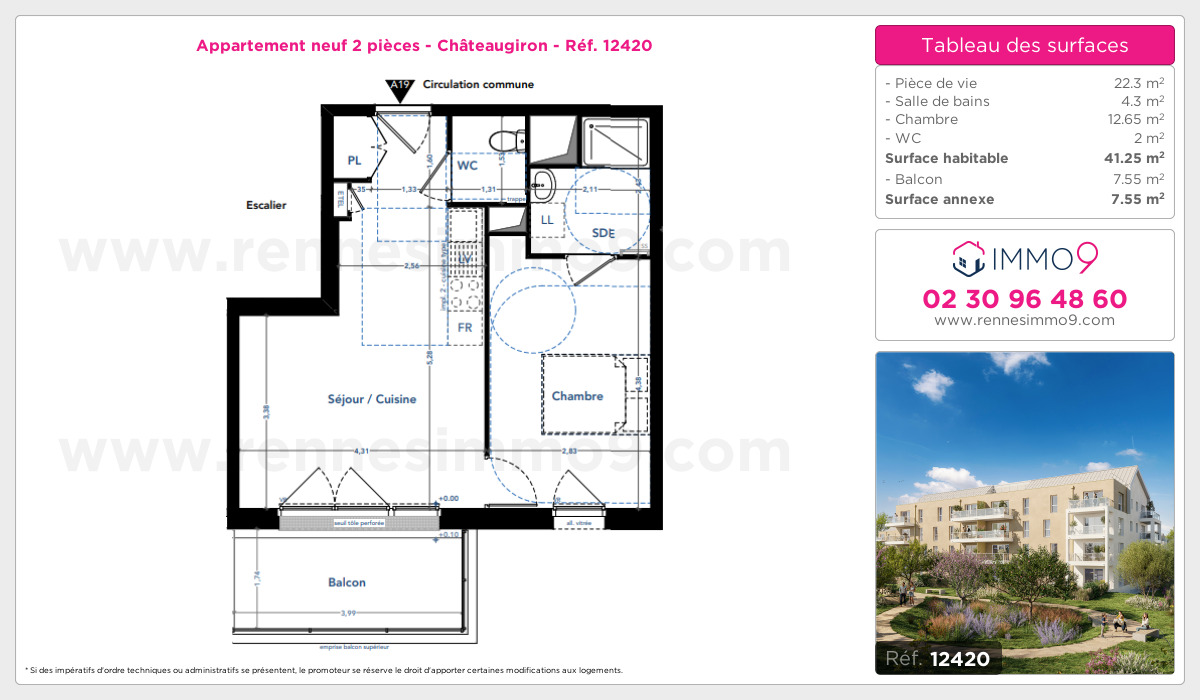 Plan et surfaces, Programme neuf Châteaugiron Référence n° 12420