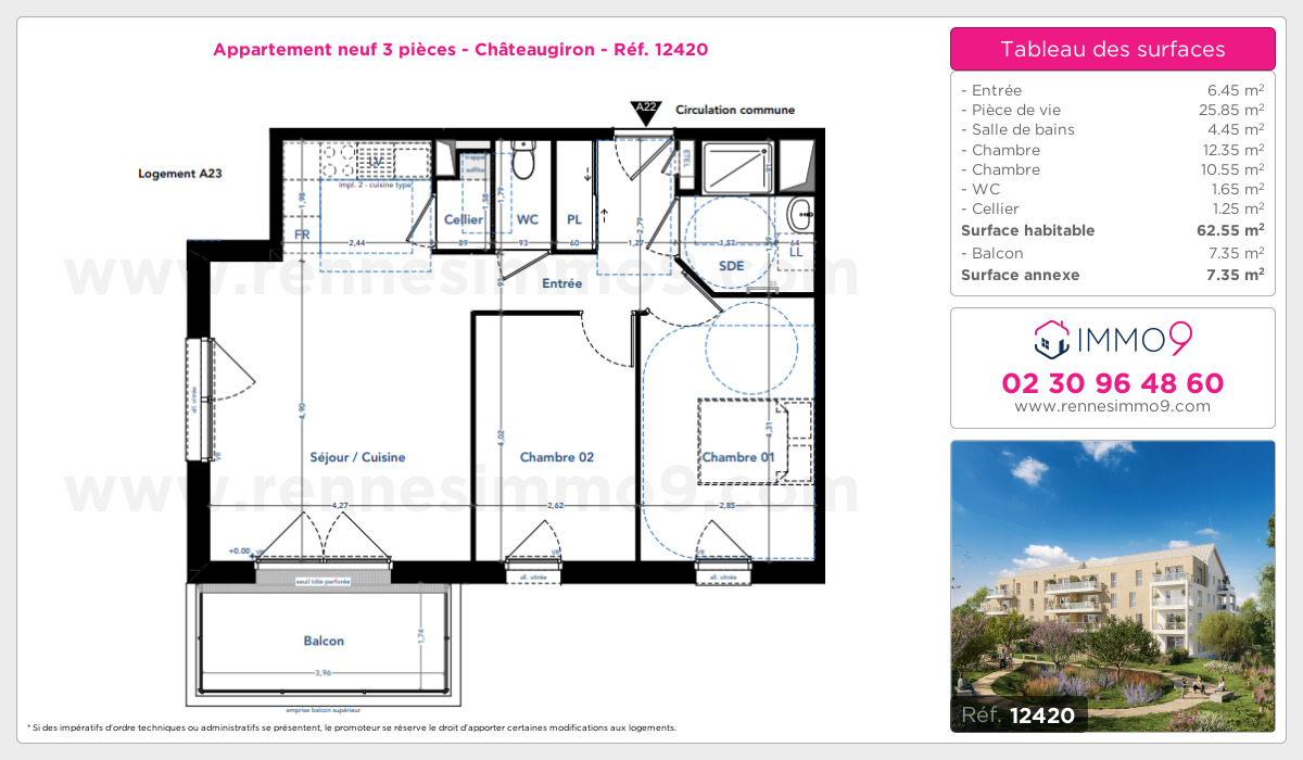 Plan et surfaces, Programme neuf Châteaugiron Référence n° 12420