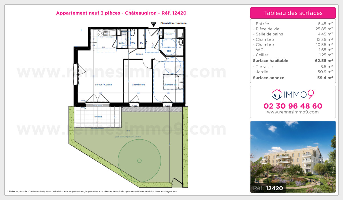 Plan et surfaces, Programme neuf Châteaugiron Référence n° 12420