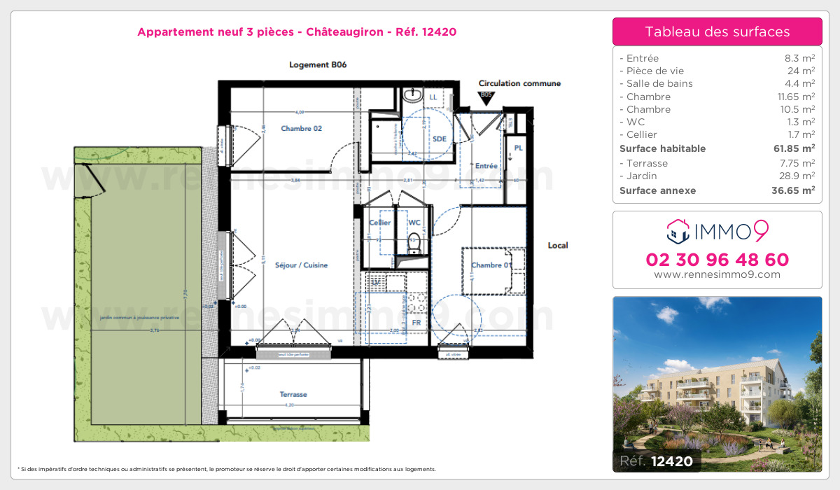Plan et surfaces, Programme neuf Châteaugiron Référence n° 12420