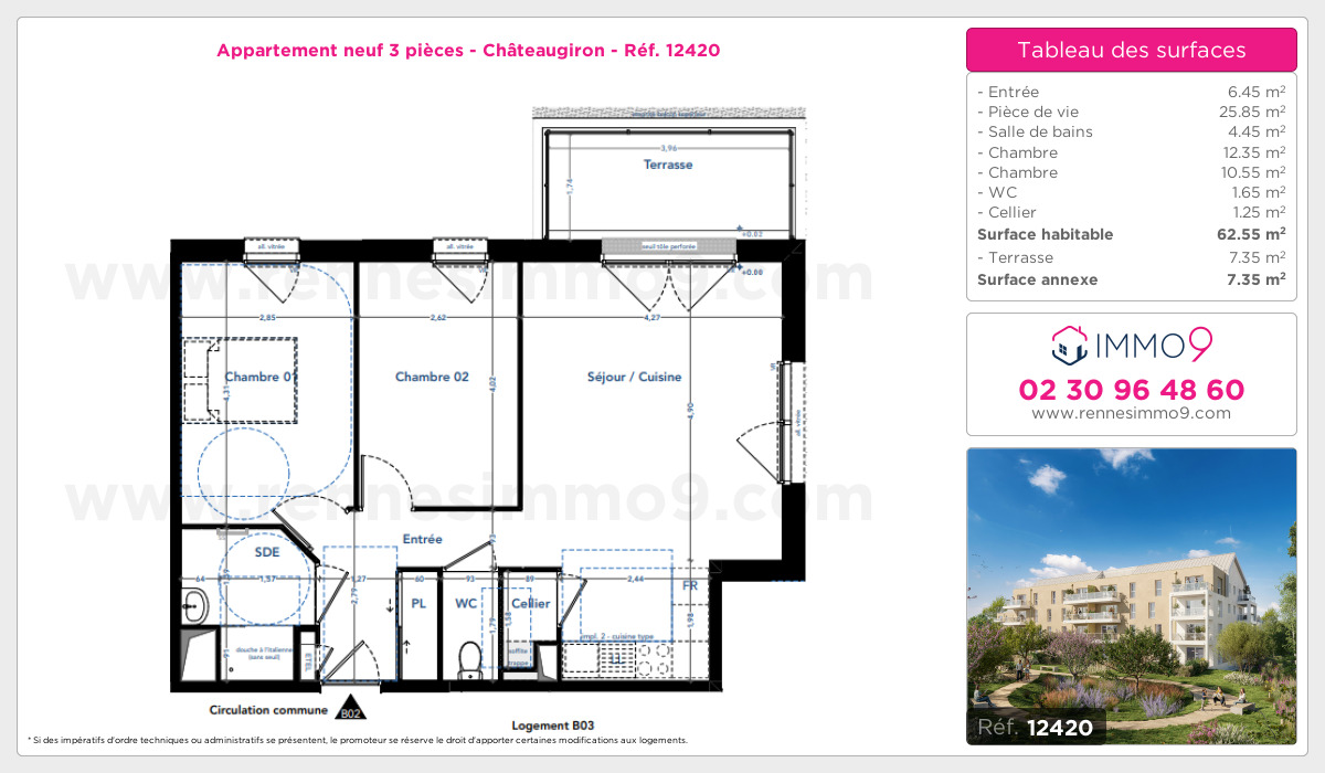 Plan et surfaces, Programme neuf Châteaugiron Référence n° 12420