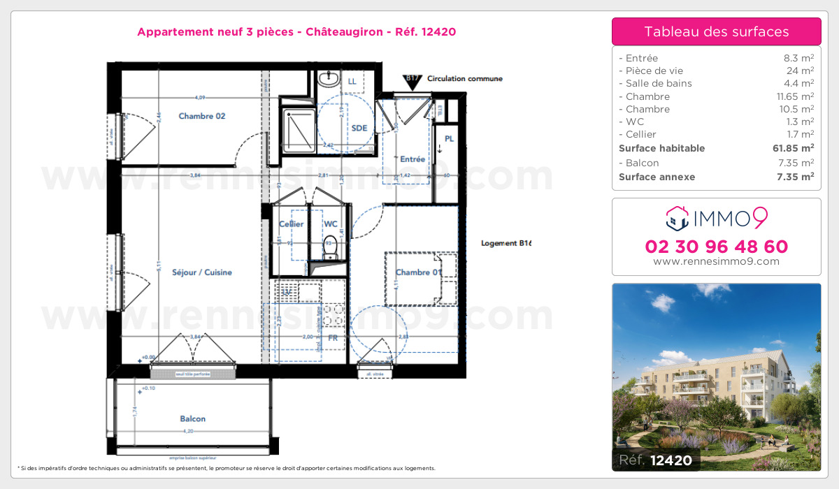 Plan et surfaces, Programme neuf Châteaugiron Référence n° 12420