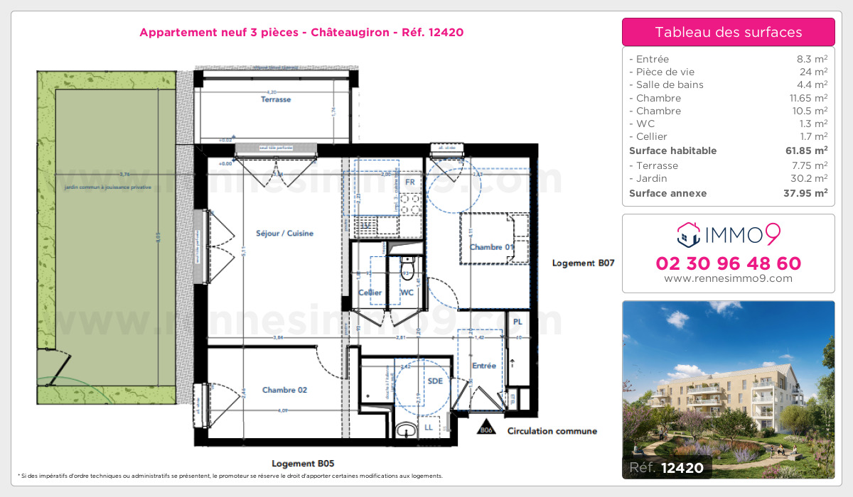 Plan et surfaces, Programme neuf Châteaugiron Référence n° 12420