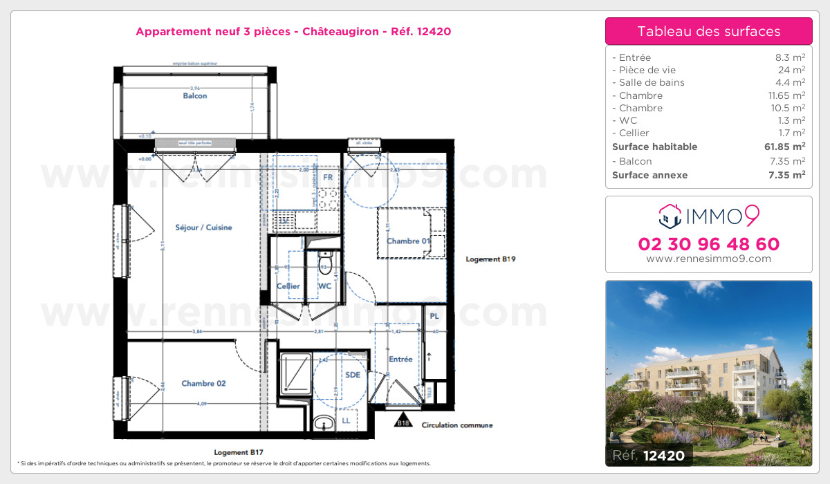 Plan et surfaces, Programme neuf Châteaugiron Référence n° 12420
