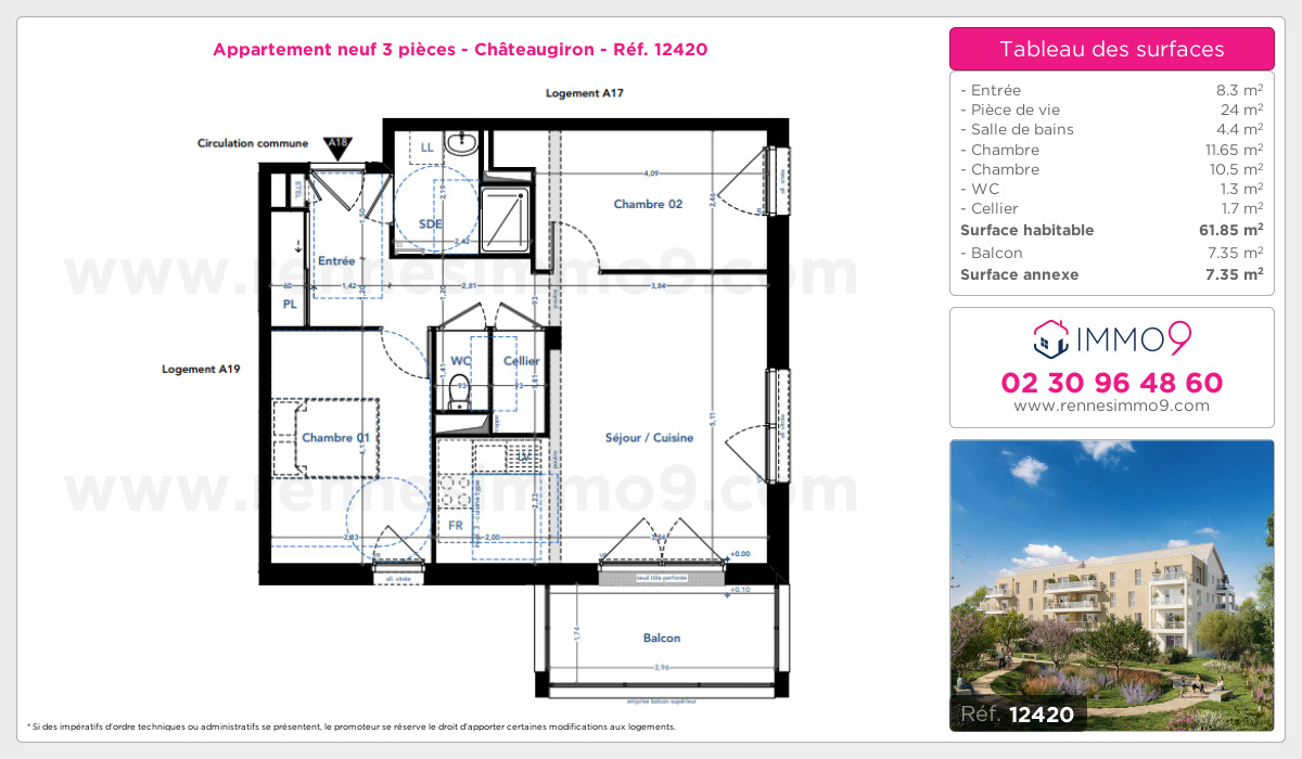 Plan et surfaces, Programme neuf Châteaugiron Référence n° 12420