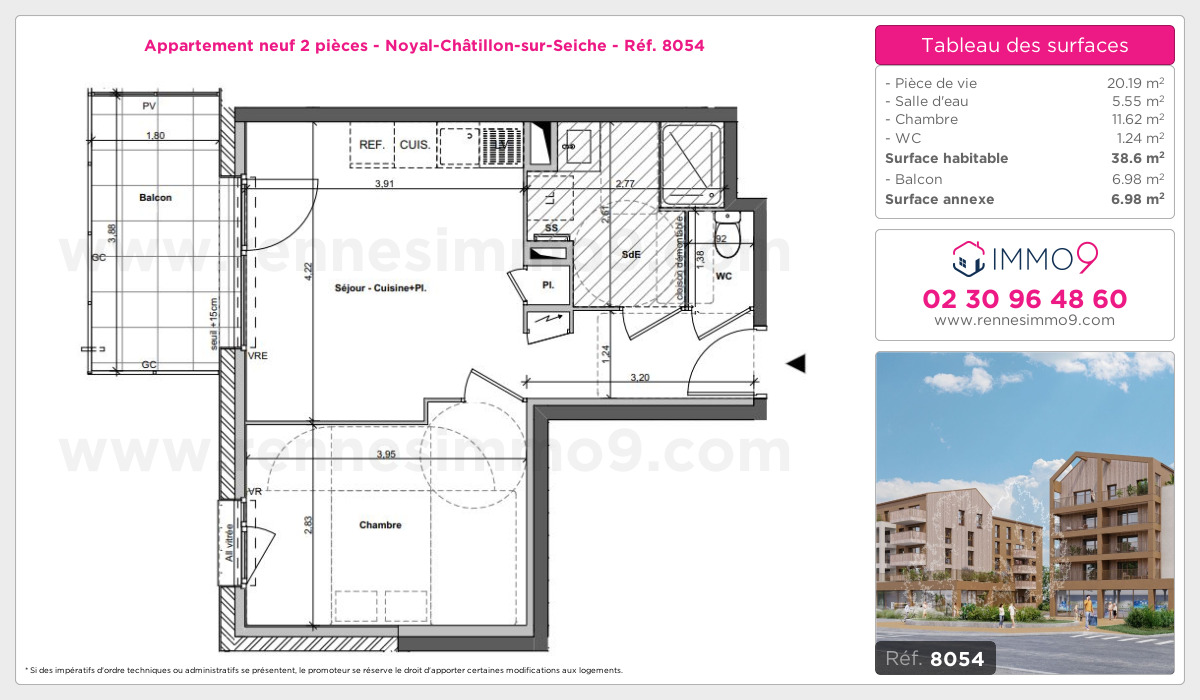 Plan et surfaces, Programme neuf Noyal-Châtillon-sur-Seiche Référence n° 8054