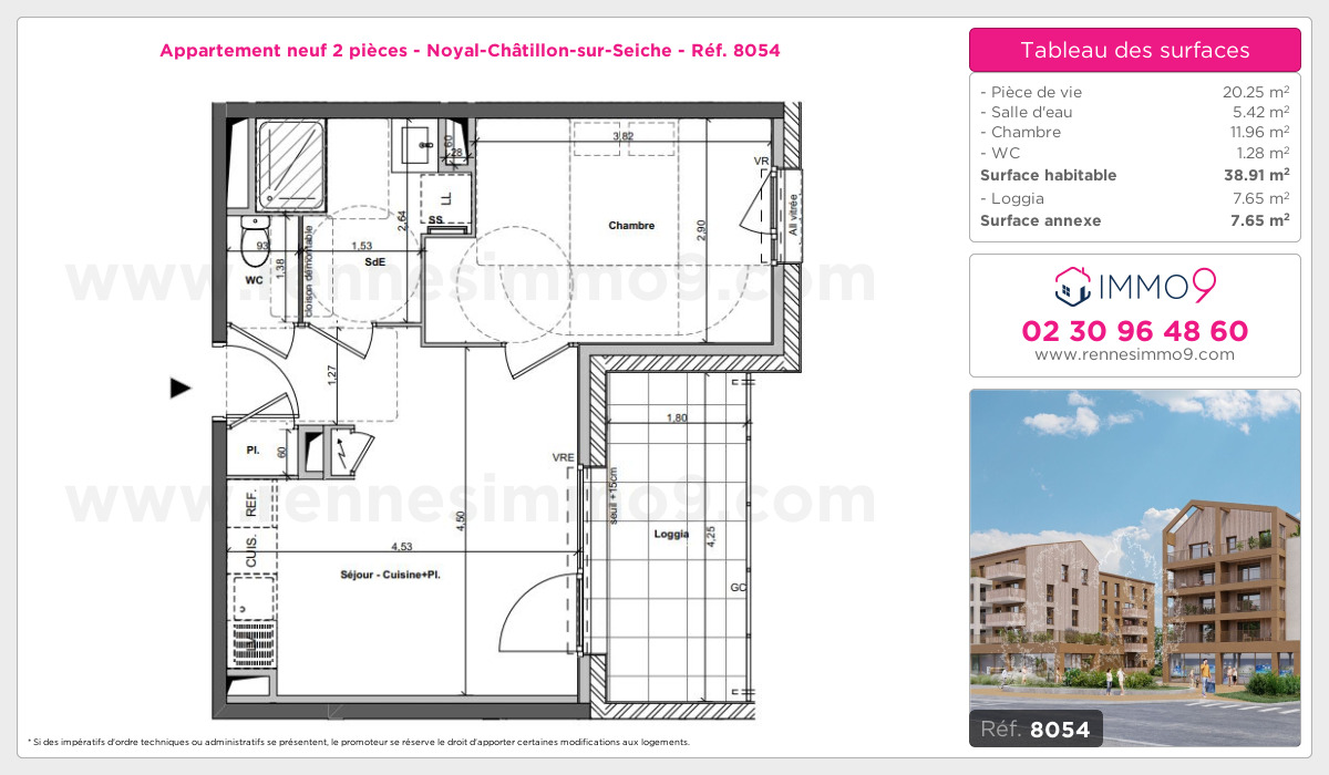 Plan et surfaces, Programme neuf Noyal-Châtillon-sur-Seiche Référence n° 8054