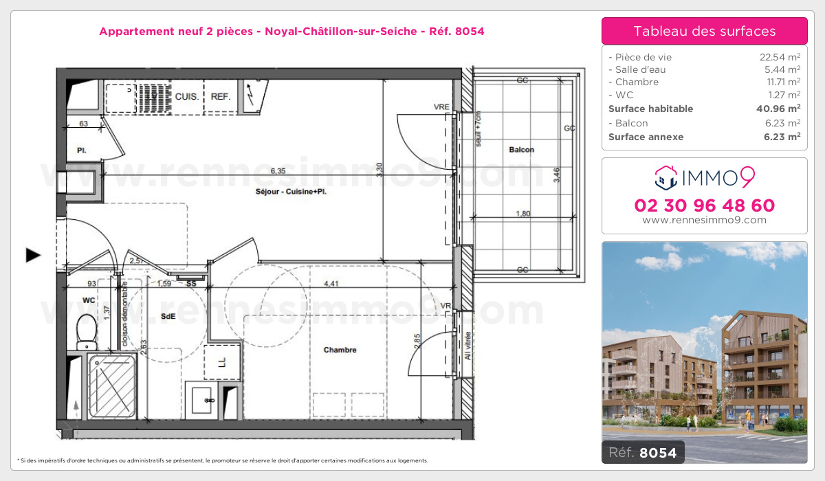 Plan et surfaces, Programme neuf Noyal-Châtillon-sur-Seiche Référence n° 8054