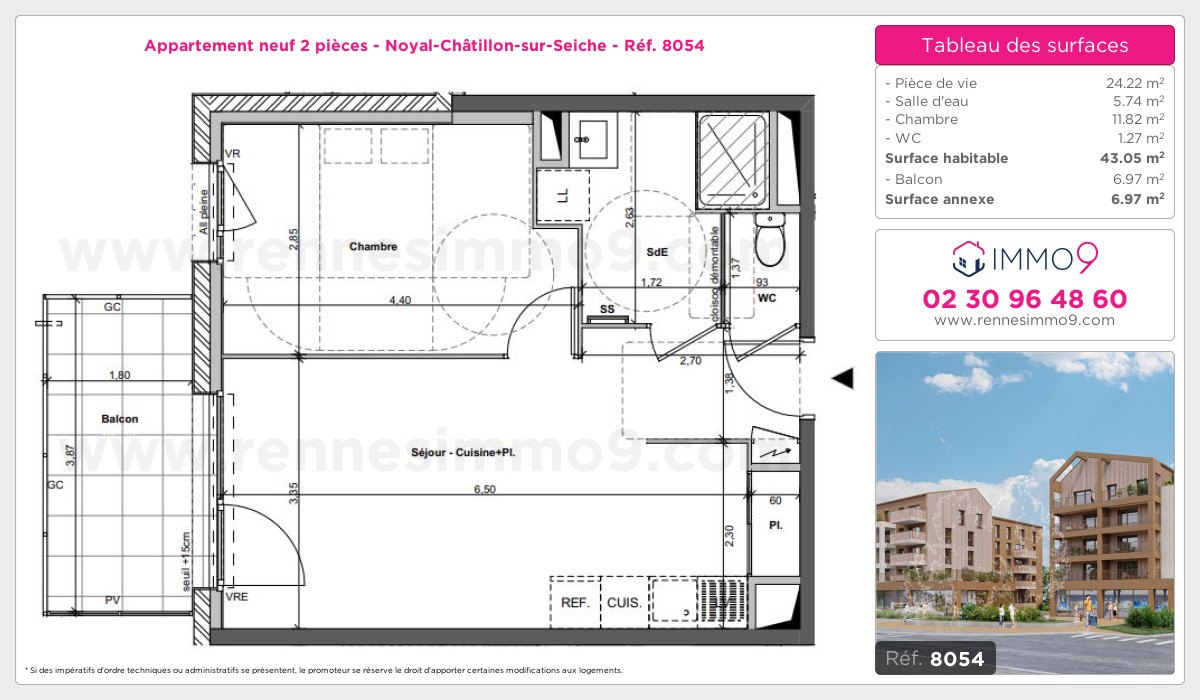 Plan et surfaces, Programme neuf Noyal-Châtillon-sur-Seiche Référence n° 8054