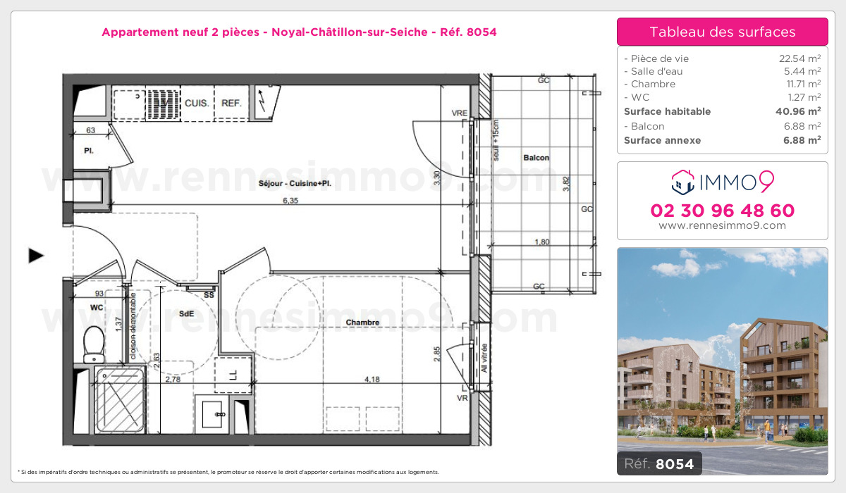 Plan et surfaces, Programme neuf Noyal-Châtillon-sur-Seiche Référence n° 8054