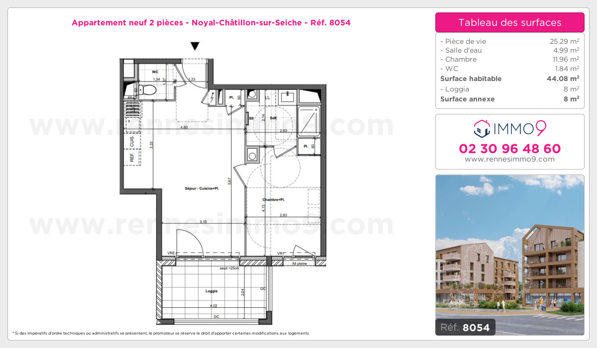 Plan et surfaces, Programme neuf Noyal-Châtillon-sur-Seiche Référence n° 8054