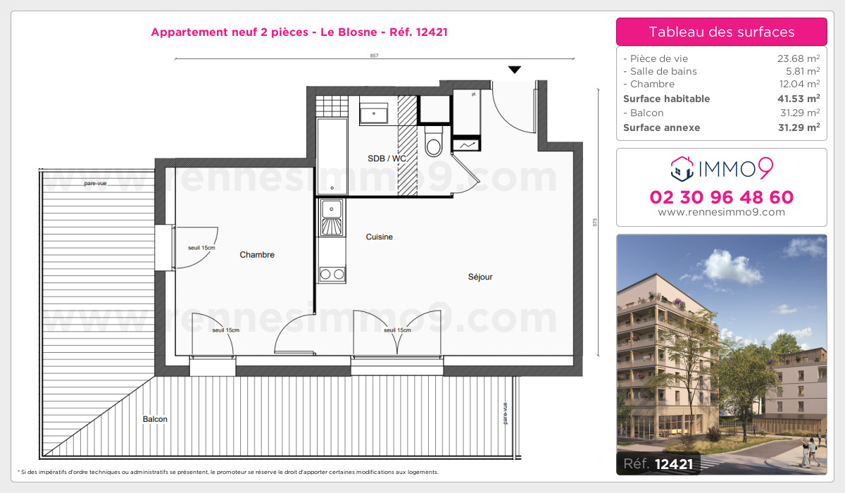 Plan et surfaces, Programme neuf Rennes : Blosne Référence n° 12421