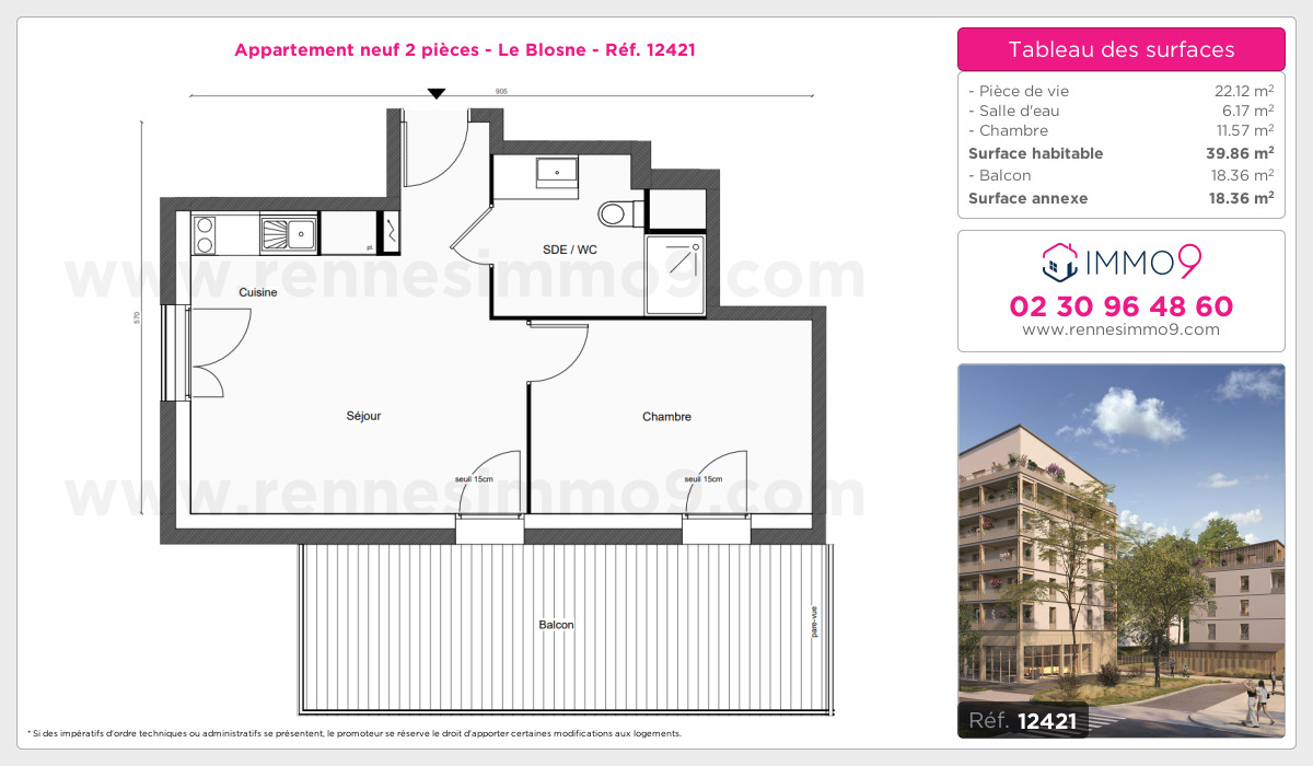 Plan et surfaces, Programme neuf Rennes : Blosne Référence n° 12421