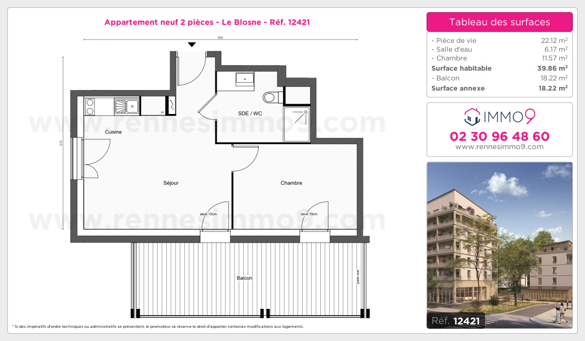 Plan et surfaces, Programme neuf Rennes : Blosne Référence n° 12421