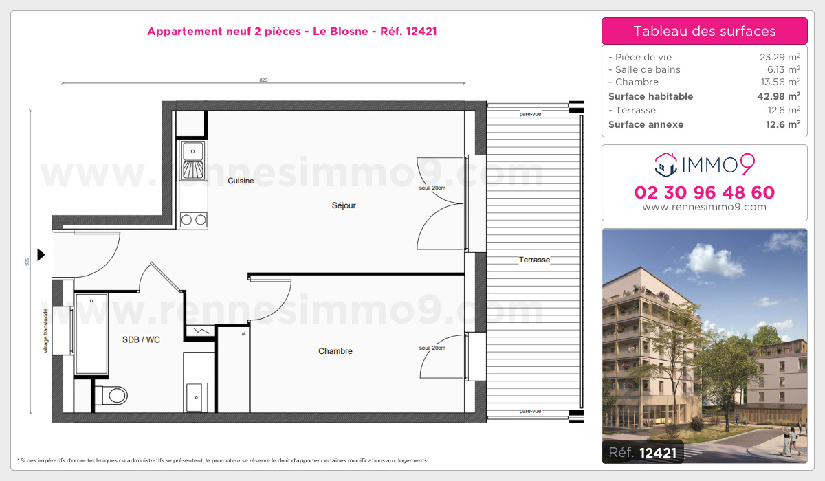 Plan et surfaces, Programme neuf Rennes : Blosne Référence n° 12421