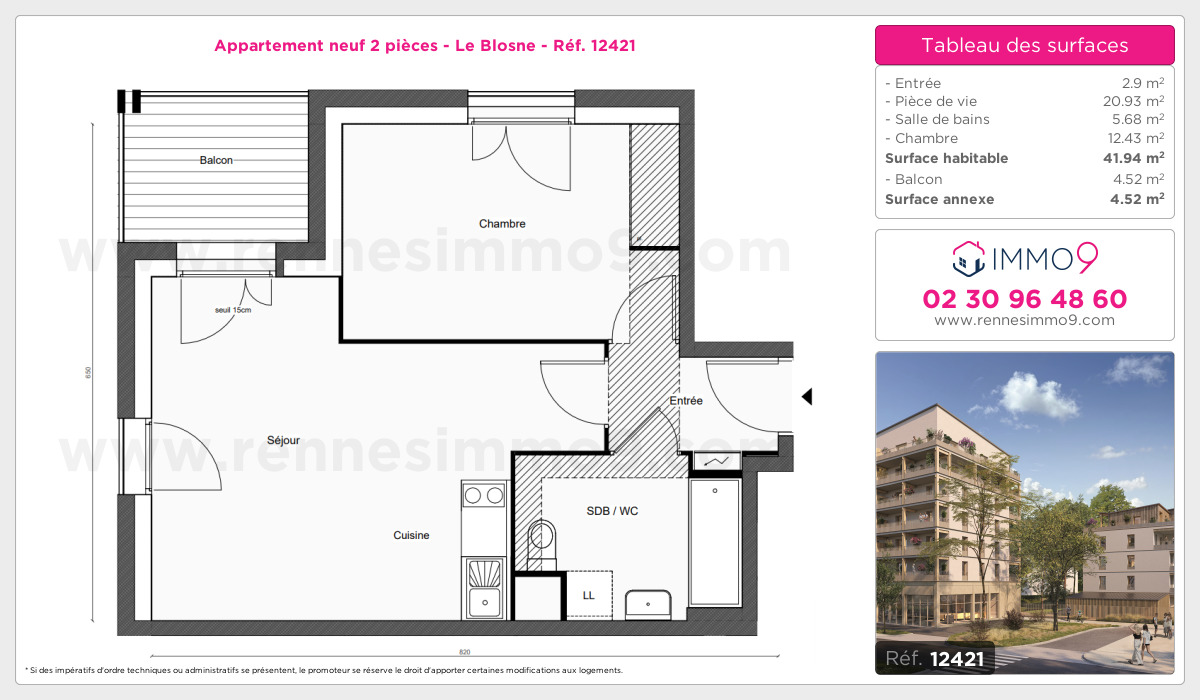 Plan et surfaces, Programme neuf Rennes : Blosne Référence n° 12421