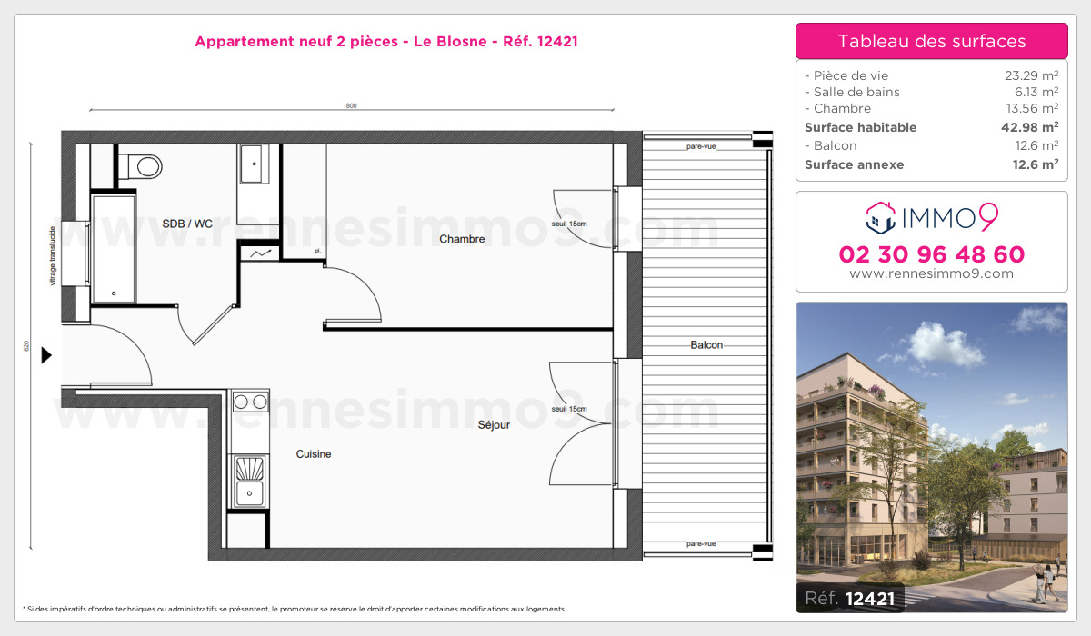 Plan et surfaces, Programme neuf Rennes : Blosne Référence n° 12421