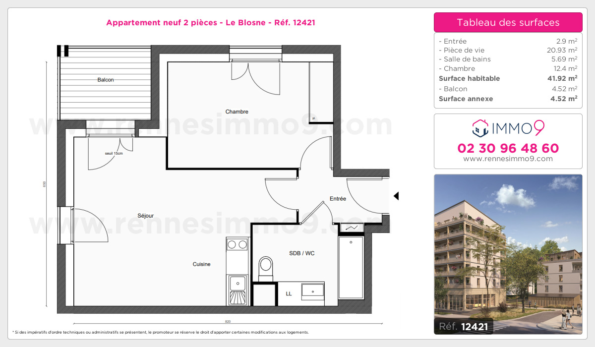 Plan et surfaces, Programme neuf Rennes : Blosne Référence n° 12421