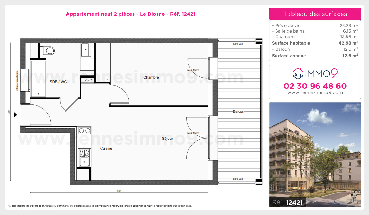 Plan et surfaces, Programme neuf Rennes : Blosne Référence n° 12421