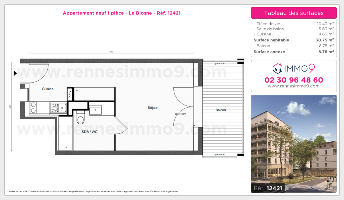 Plan et surfaces, Programme neuf Rennes : Blosne Référence n° 12421