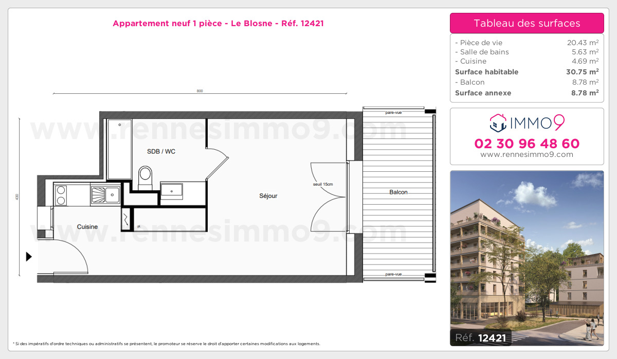 Plan et surfaces, Programme neuf Rennes : Blosne Référence n° 12421