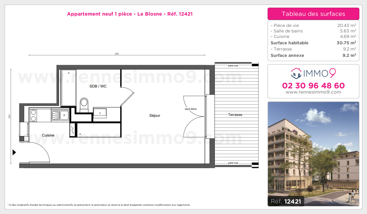 Plan et surfaces, Programme neuf Rennes : Blosne Référence n° 12421